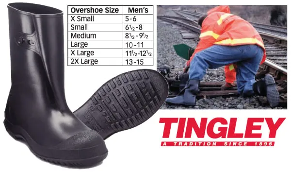 10 Inch PVC Overshoes - Black - 2XL - Fits Shoe Size 13 - 15