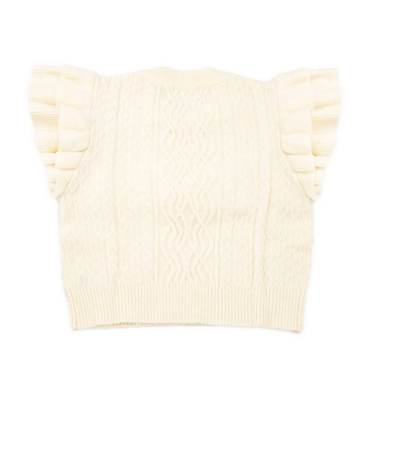 8Apart - Women's Decker Ruffle Sleeve Cable Sweater