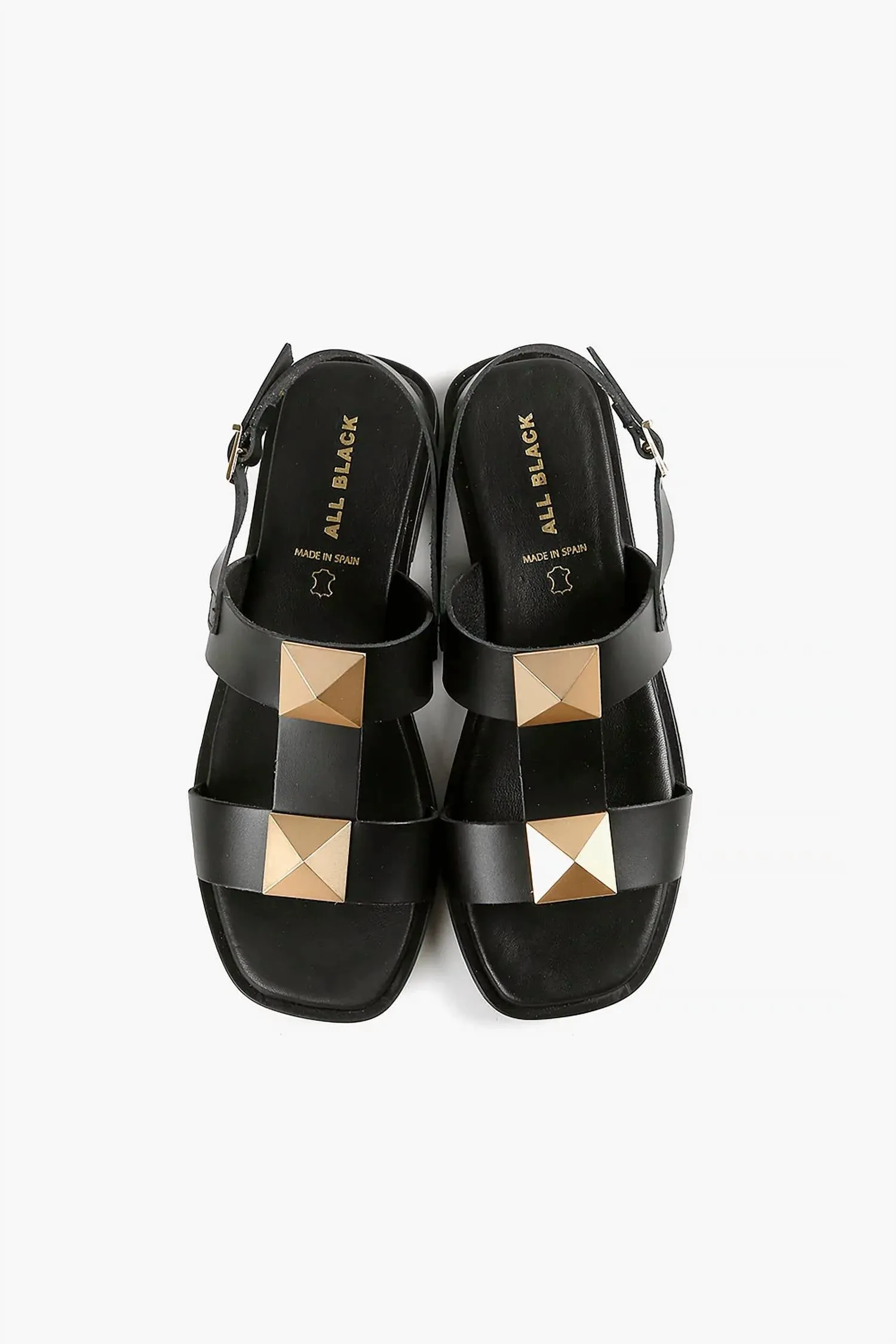 All Black - Women's Pyramid Stud Sandal