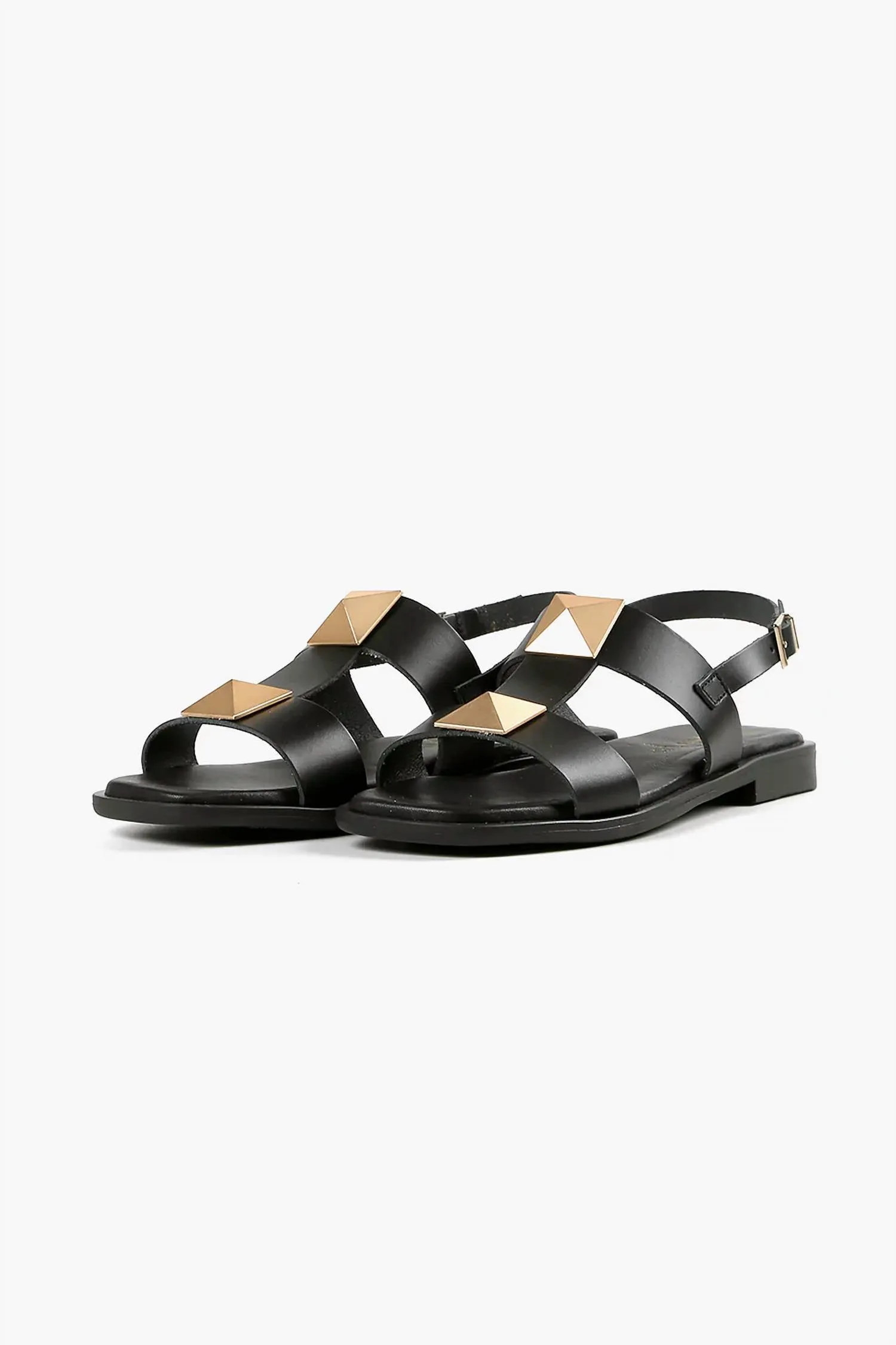 All Black - Women's Pyramid Stud Sandal