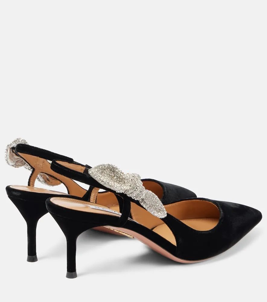 Aquazzura Very Bow Tie Crystal 65 slingback pumps