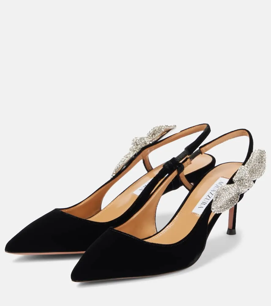 Aquazzura Very Bow Tie Crystal 65 slingback pumps