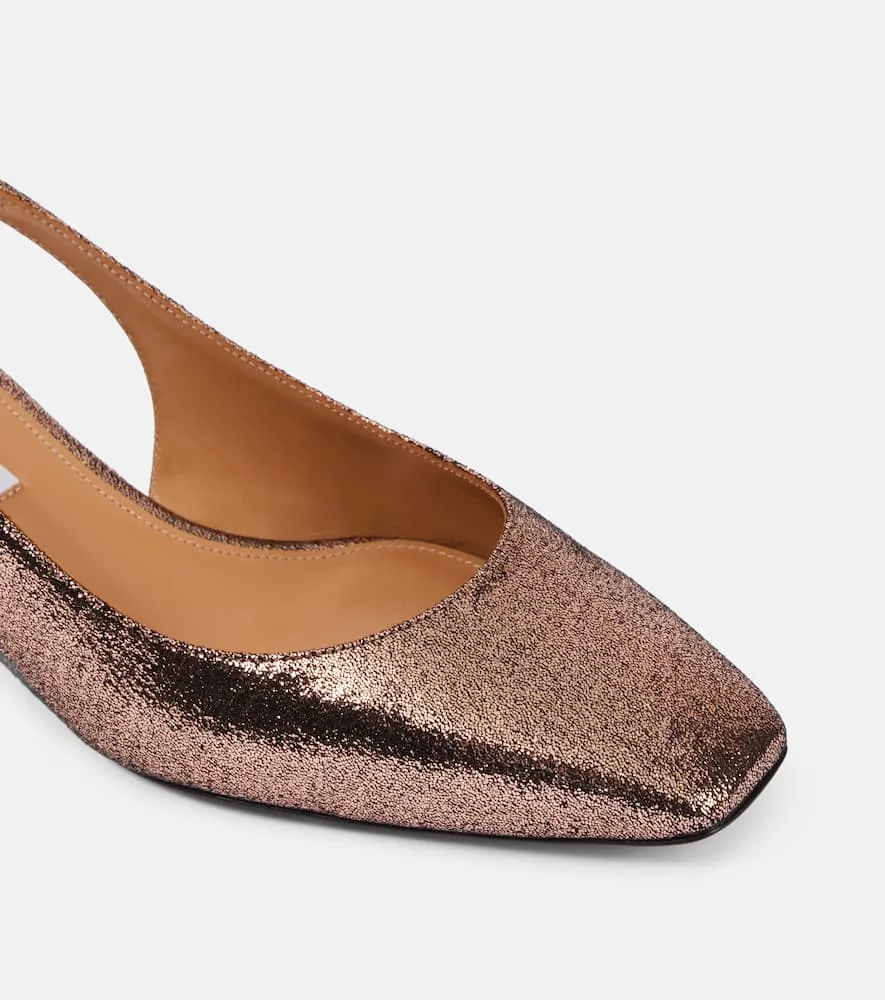 Aquazzura Very Bow Tie glitter slingback pumps