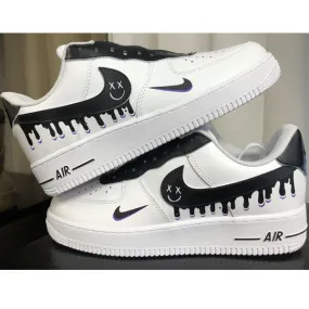 Black Graffiti Drip Swoosh Custom Air Force 1