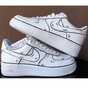 Black White Line Cartoon Graffiti Custom Air Force 1