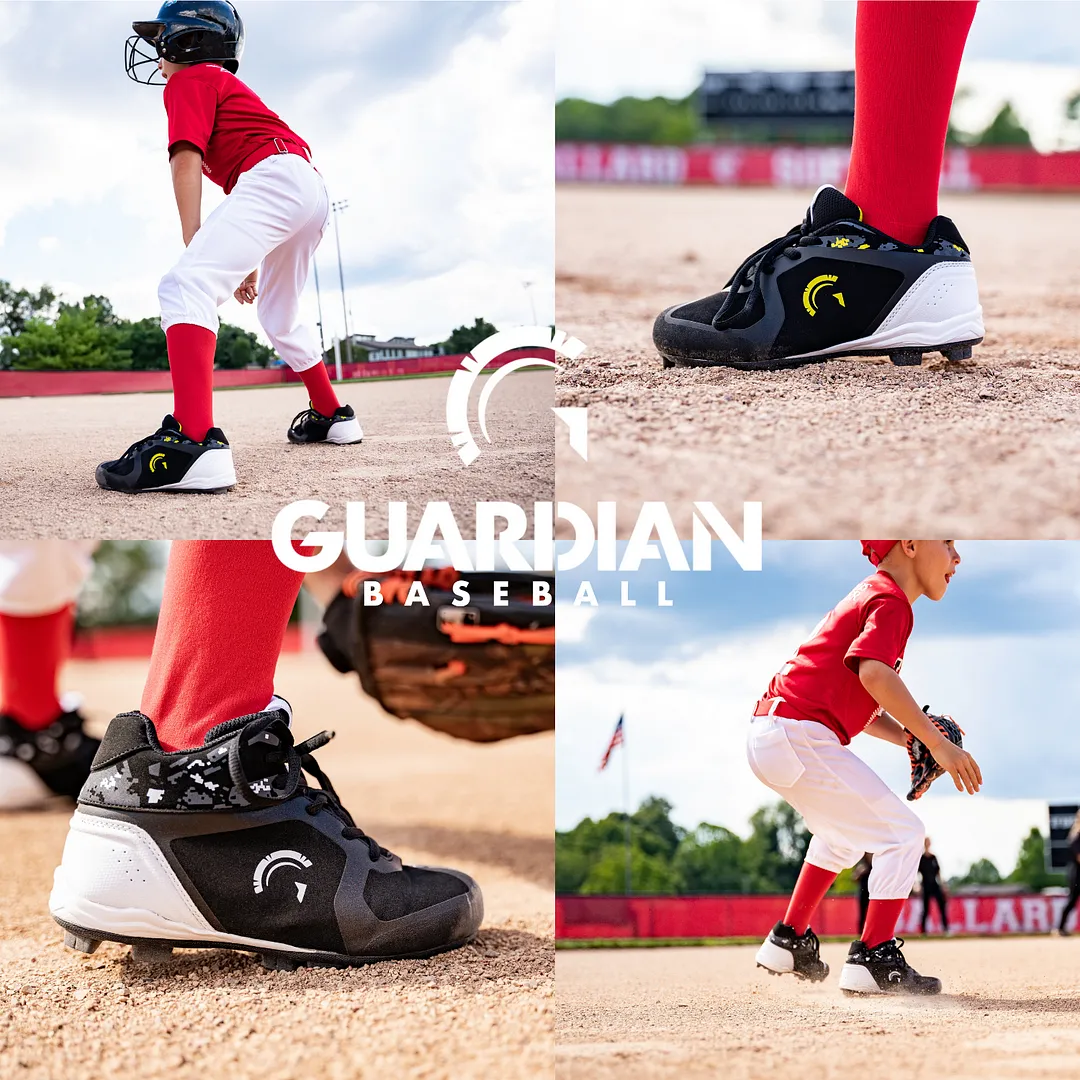Blaze Youth Hi Top Rubber Molded Baseball and Softball Cleats (Black/Red/White)