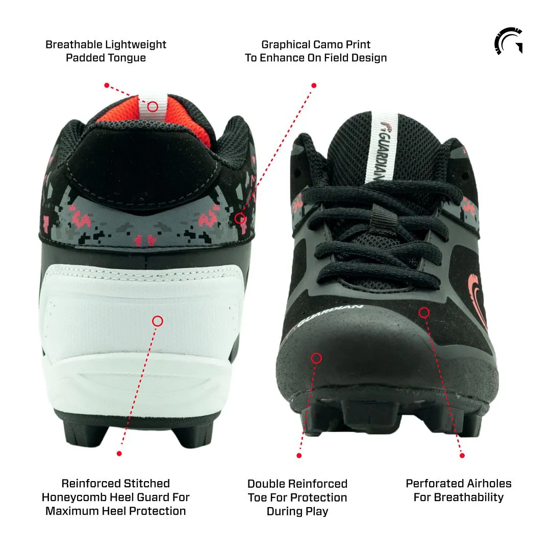 Blaze Youth Hi Top Rubber Molded Baseball and Softball Cleats (Black/Red/White)