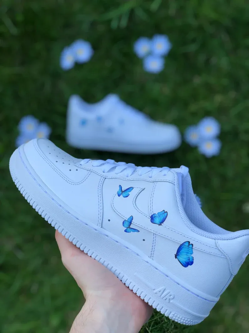 Blue Butterfly Art Custom Air Force 1