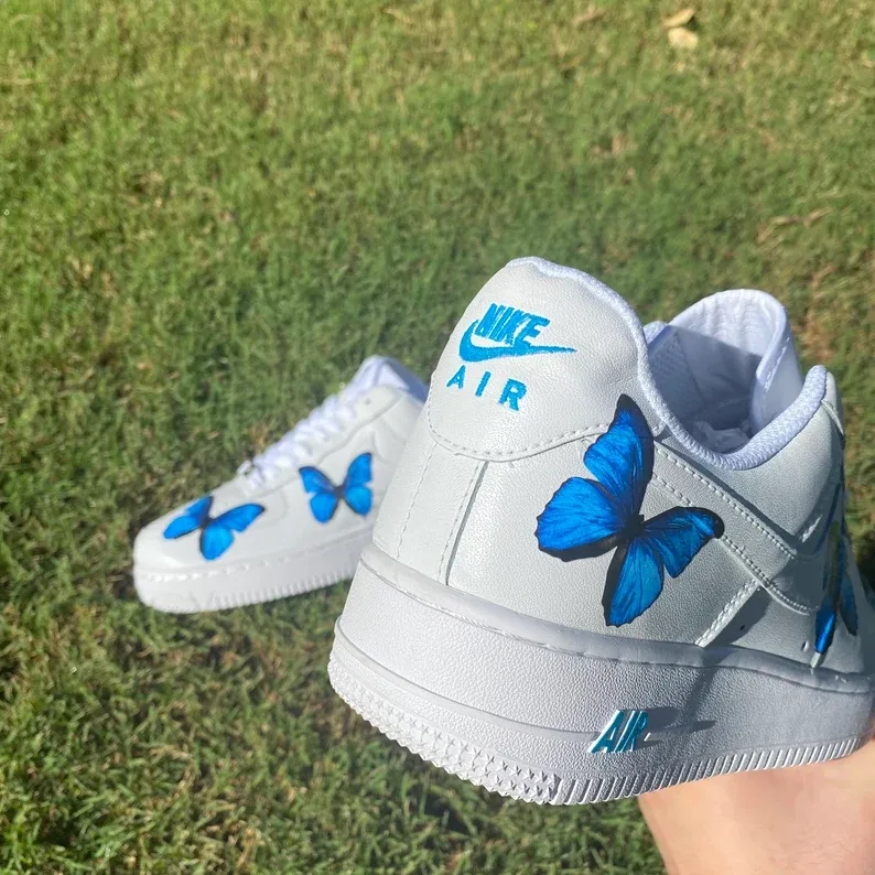 Blue Butterfly Art Custom Air Force 1