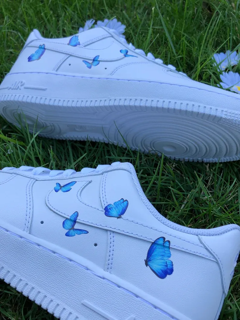 Blue Butterfly Art Custom Air Force 1