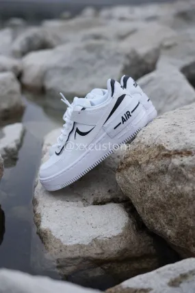Custom Air Force 1 White Black Shadow Swoosh