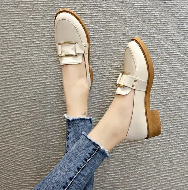 Cuzcare Women Loafers Leather Oxford Shoes