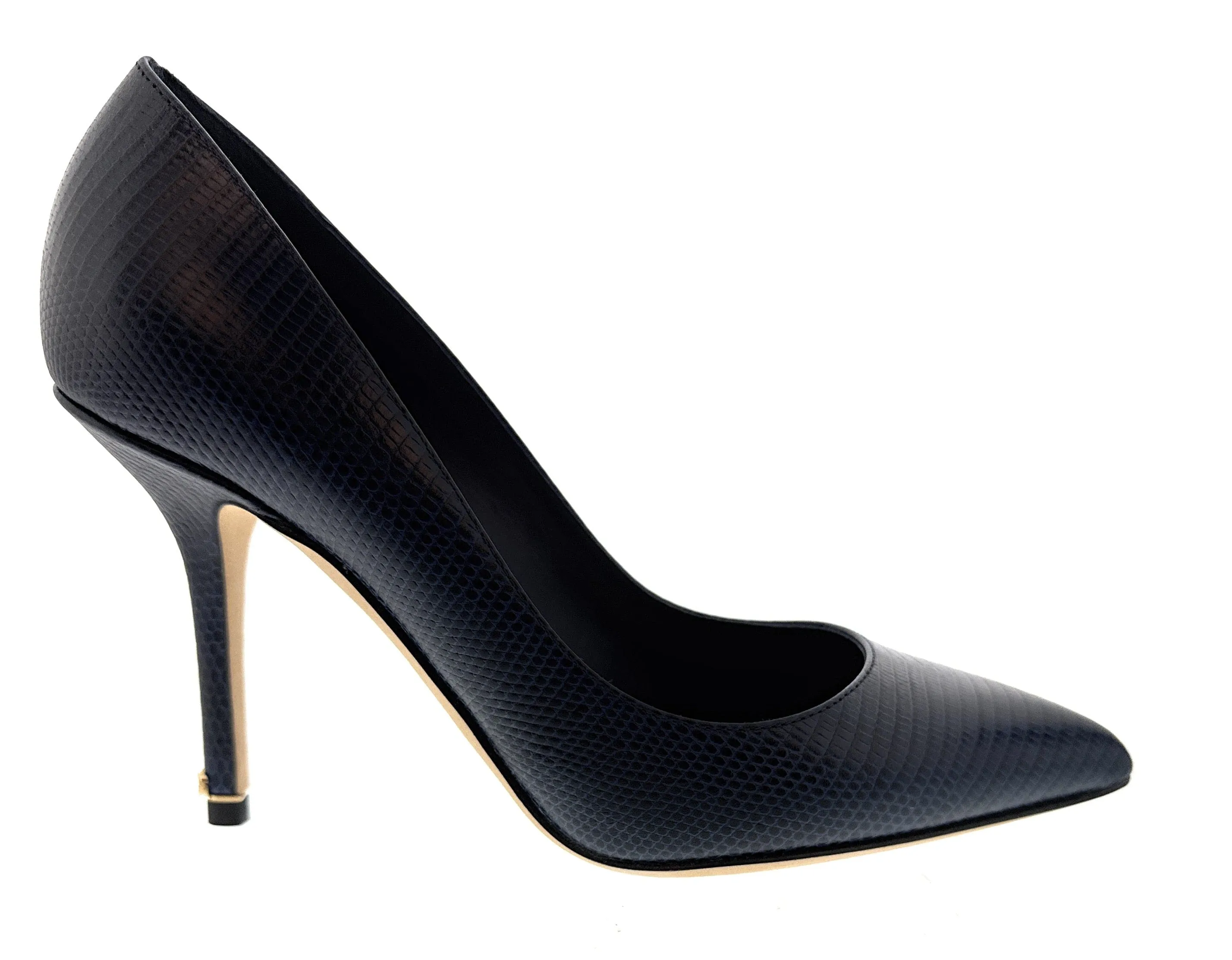 Dolce & Gabbana Navy Sleek Embossed Leather Classic Pumps-EU35