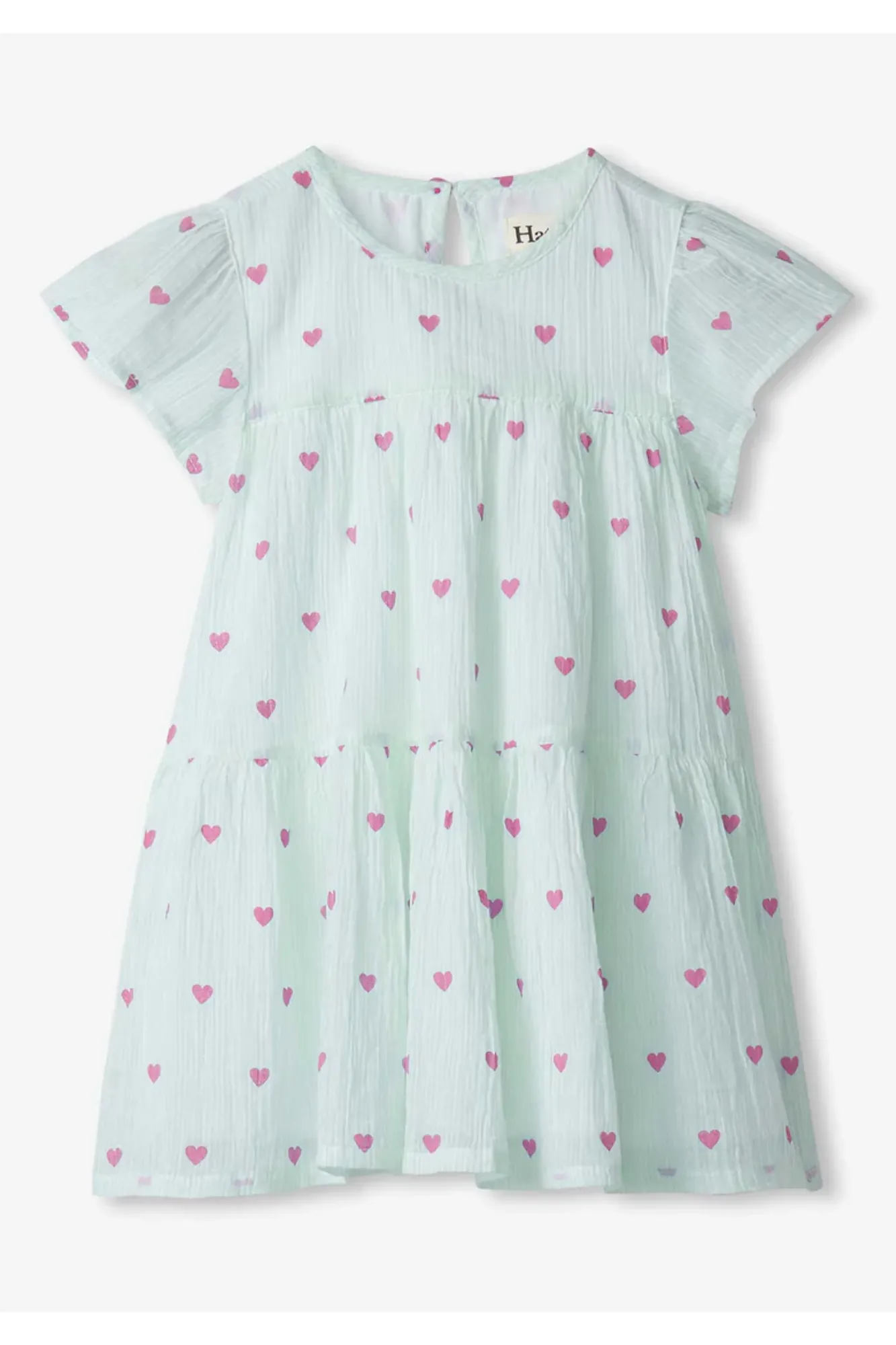 Little Hearts Woven Puff Dress