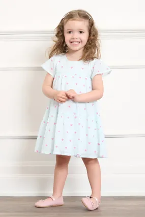 Little Hearts Woven Puff Dress