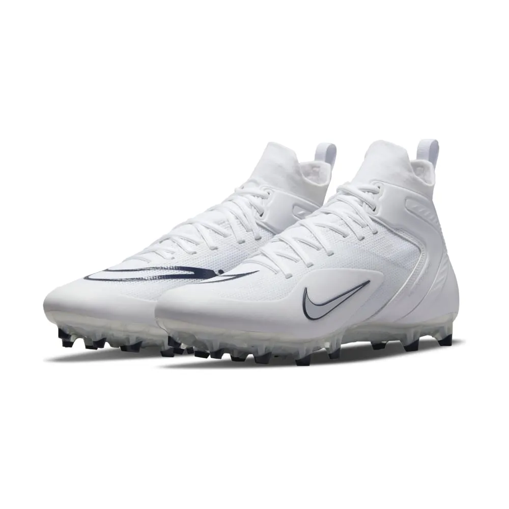 Nike Alpha Huarache 8 Elite White/Navy Blue Lacrosse Cleats