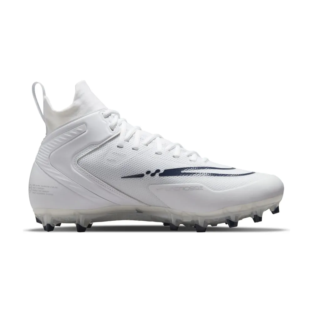 Nike Alpha Huarache 8 Elite White/Navy Blue Lacrosse Cleats
