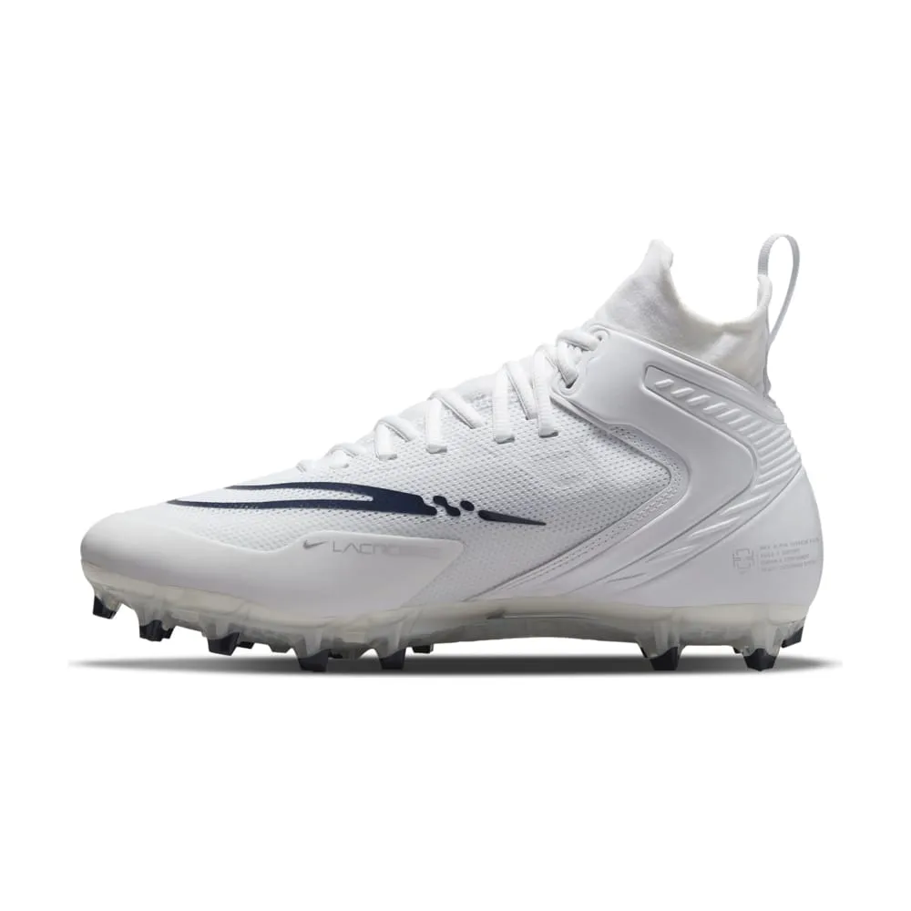 Nike Alpha Huarache 8 Elite White/Navy Blue Lacrosse Cleats