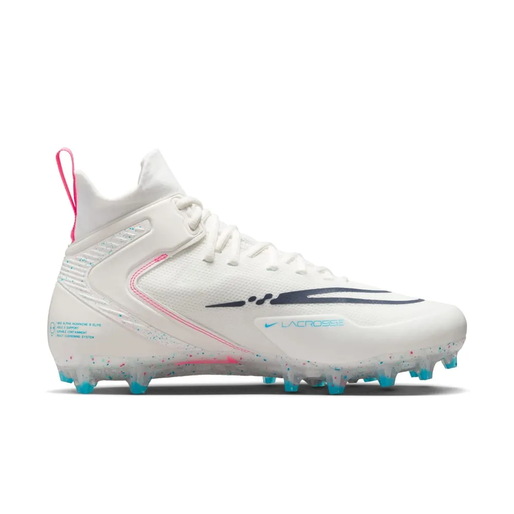 Nike Alpha Huarache 8 Elite White/Pink/Blue Lacrosse Cleats