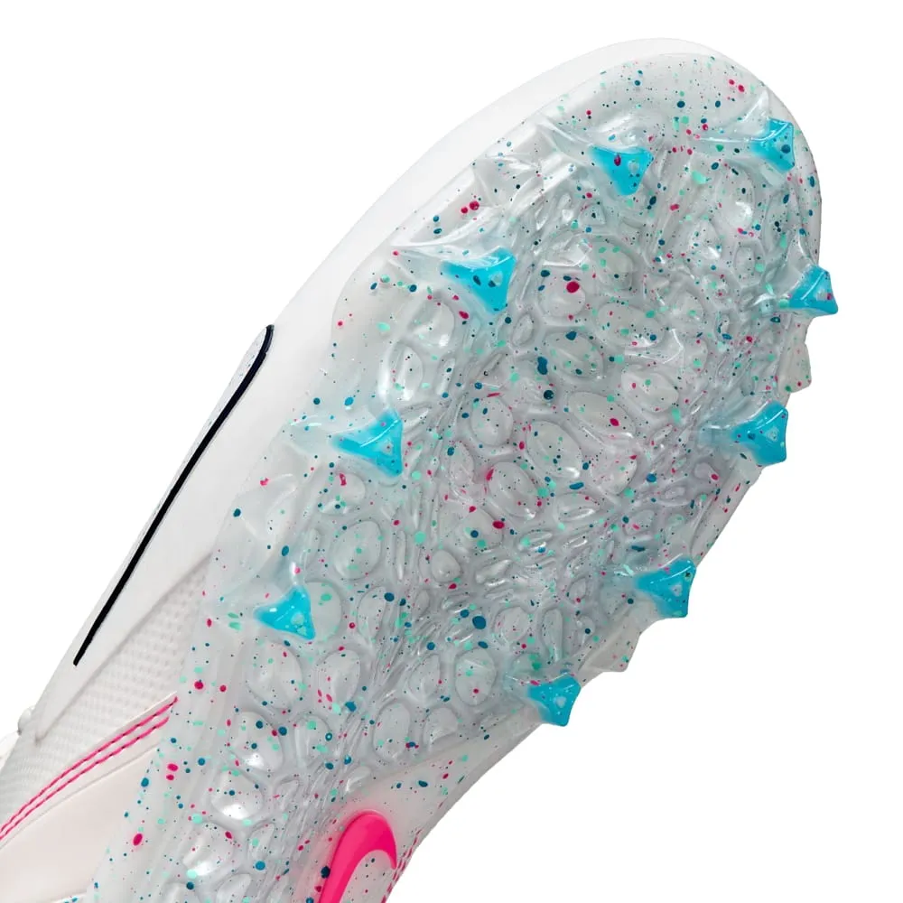 Nike Alpha Huarache 8 Elite White/Pink/Blue Lacrosse Cleats