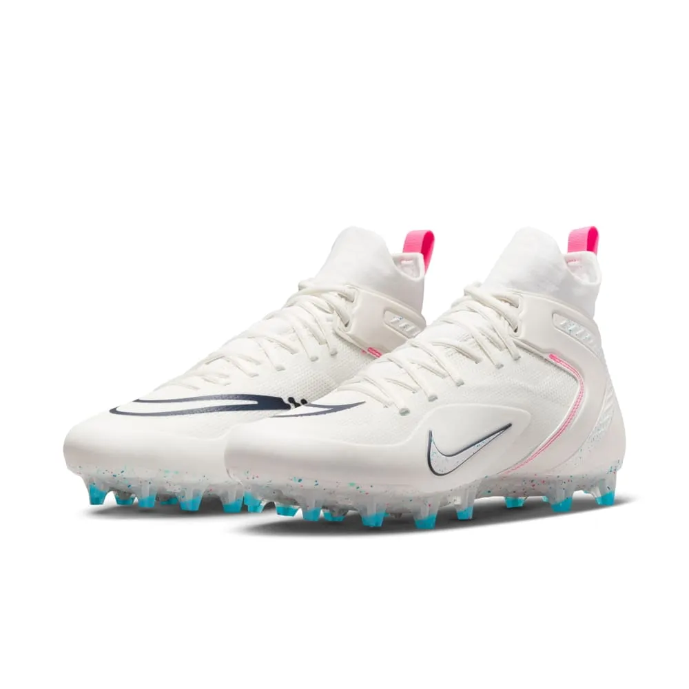 Nike Alpha Huarache 8 Elite White/Pink/Blue Lacrosse Cleats