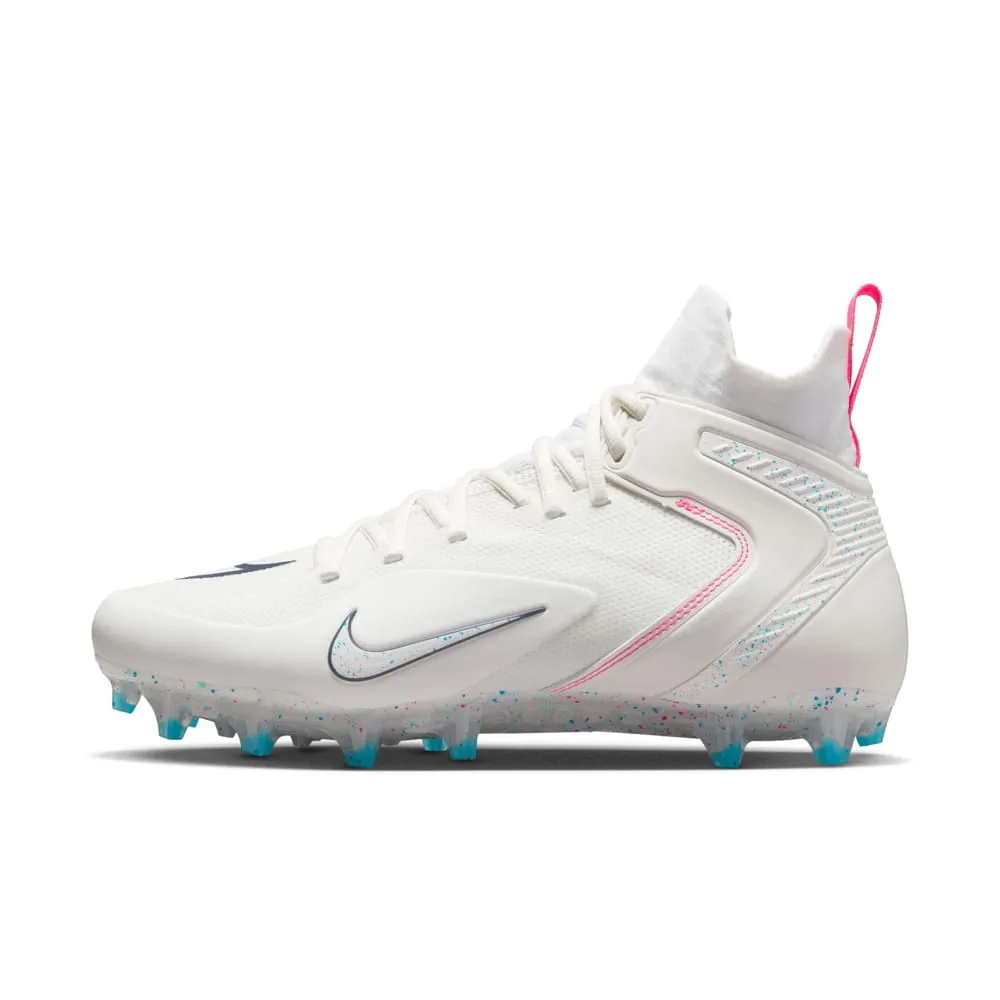 Nike Alpha Huarache 8 Elite White/Pink/Blue Lacrosse Cleats