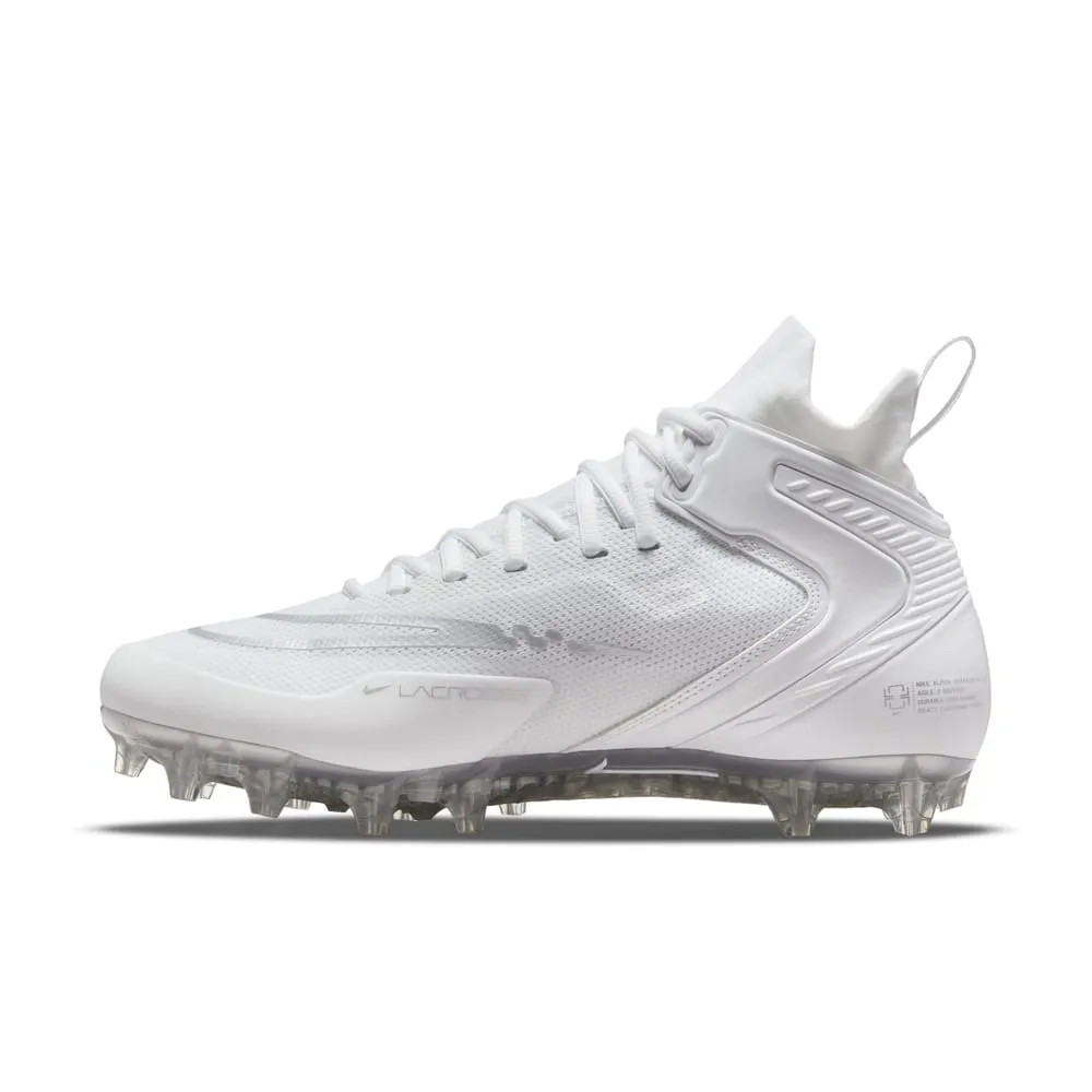Nike Alpha Huarache 8 Elite White/Silver Lacrosse Cleats
