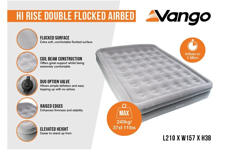 Vango Hi Rise Double Flocked Airbed