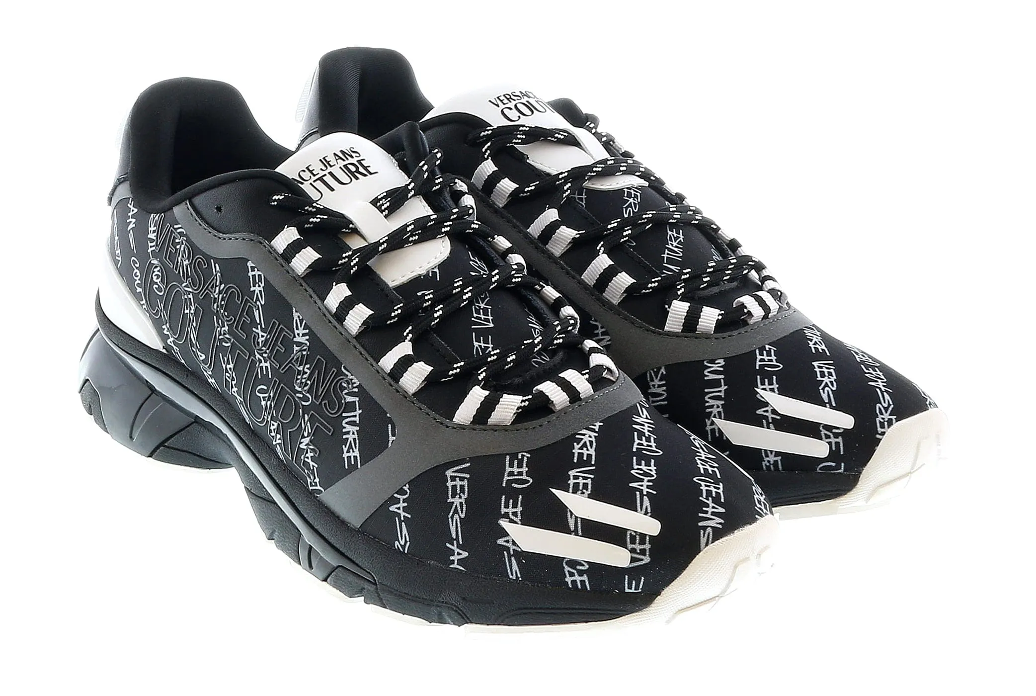 Versace Jeans Couture Black/White Signature Pattern Fashion Sneakers-