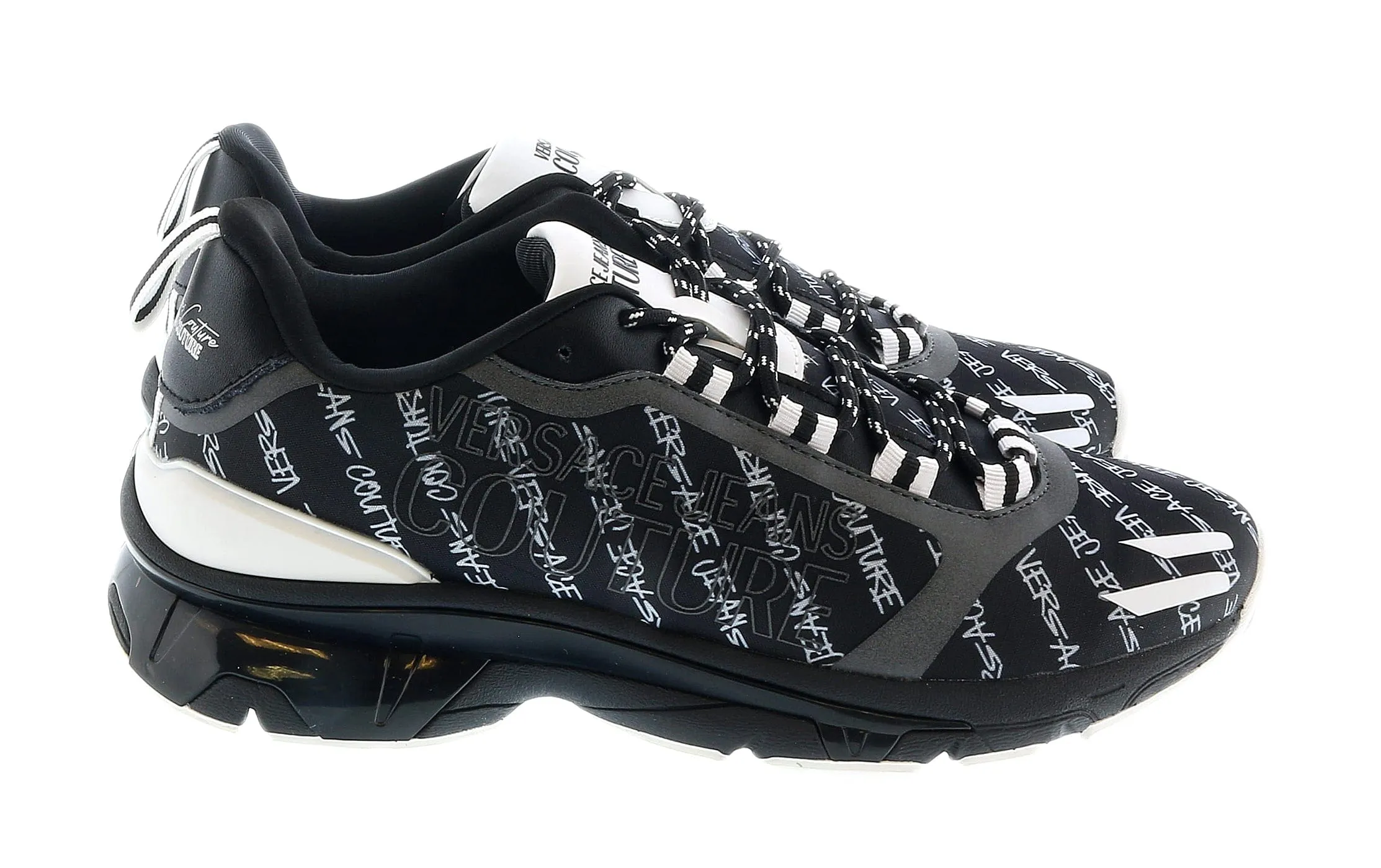 Versace Jeans Couture Black/White Signature Pattern Fashion Sneakers-