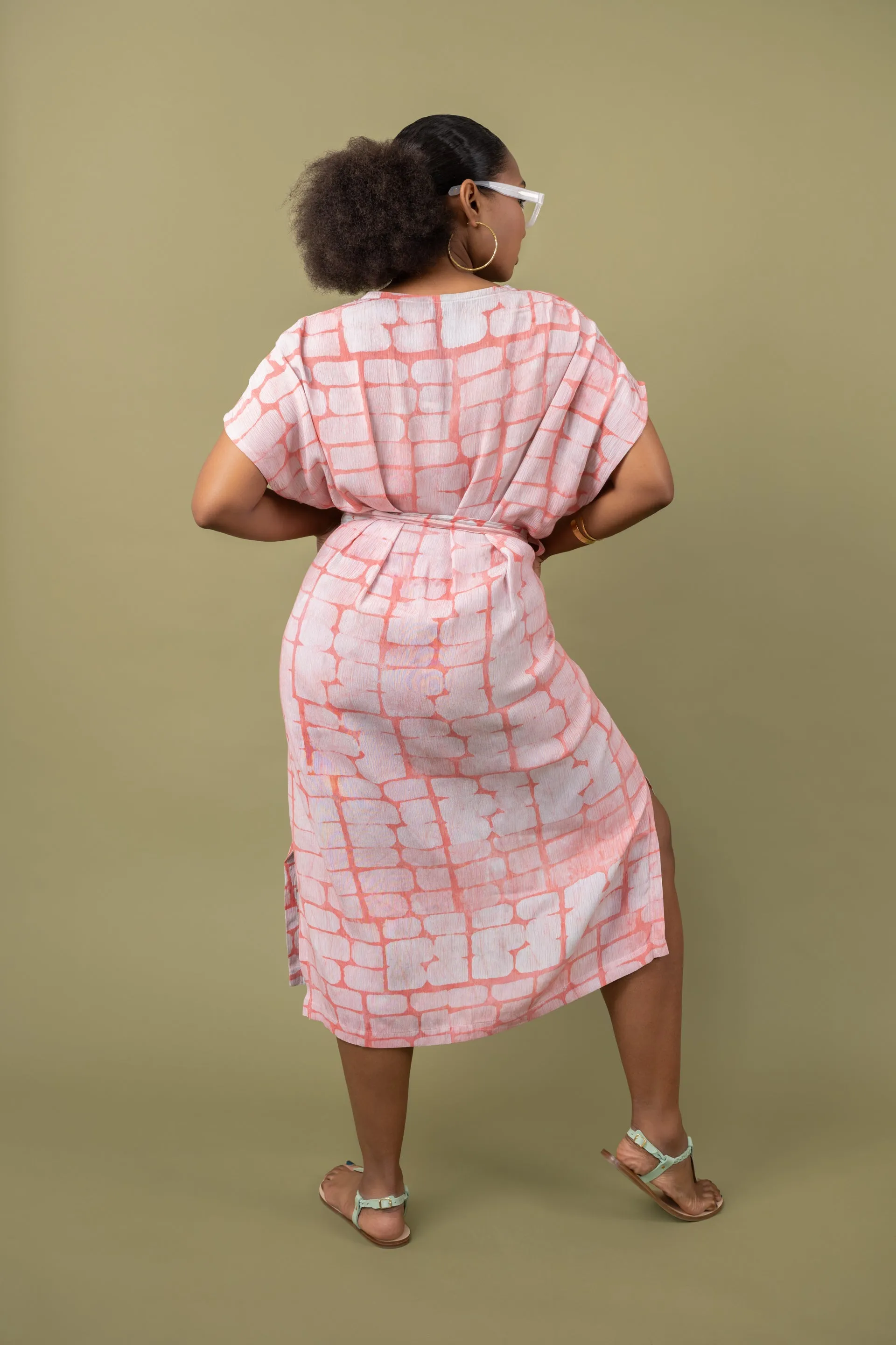 Wrap Dress - Techno in Coral